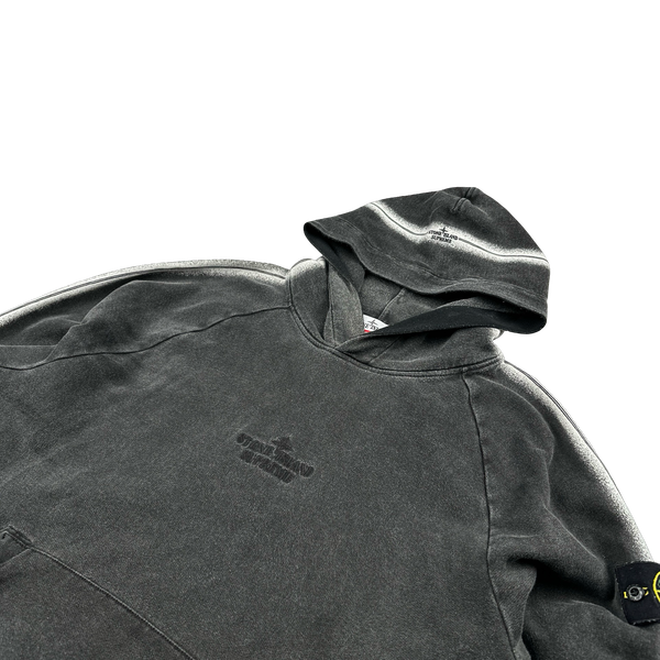 Stone Island x Supreme 2022 Charcoal Spellout Pullover Hoodie - Large