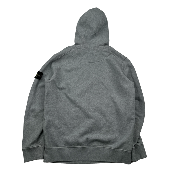 Stone Island 2021 Light Grey Pullover Cotton Hoodie - Medium