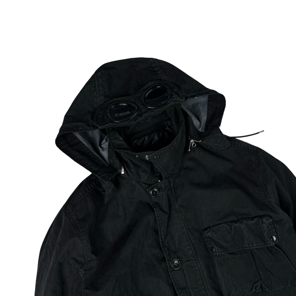 CP Company 50 Fili Down Filled Black Goggle Jacket - Medium