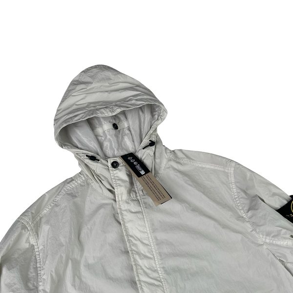Stone Island 2025 Garment Dyed White Crinkle Reps Jacket - Large