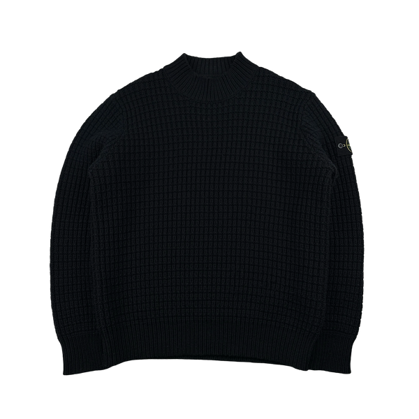 Stone Island 2024 Black Virgin Wool Knit Jumper - Large