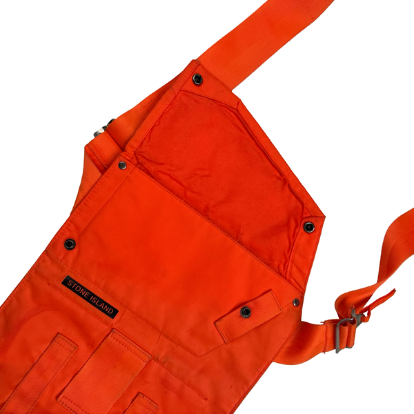 Stone Island 2000s Orange Nylon Multi Pocket Spellout Vintage Side Bag
