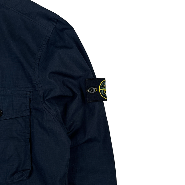 Stone Island 2019 Navy Cotton Zipped Shirt - Medium