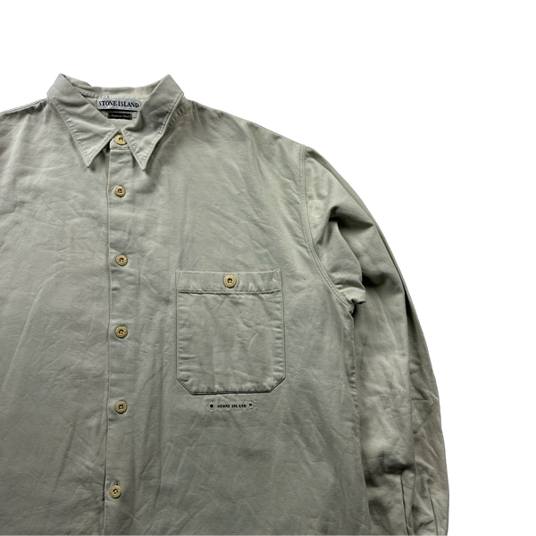 Stone Island 1998 Cotton Tan Spellout Shirt - XL