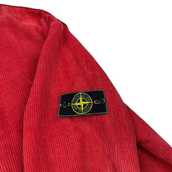 Stone Island 1996 Red Thick Jumbo Corduroy Overshirt - XXL