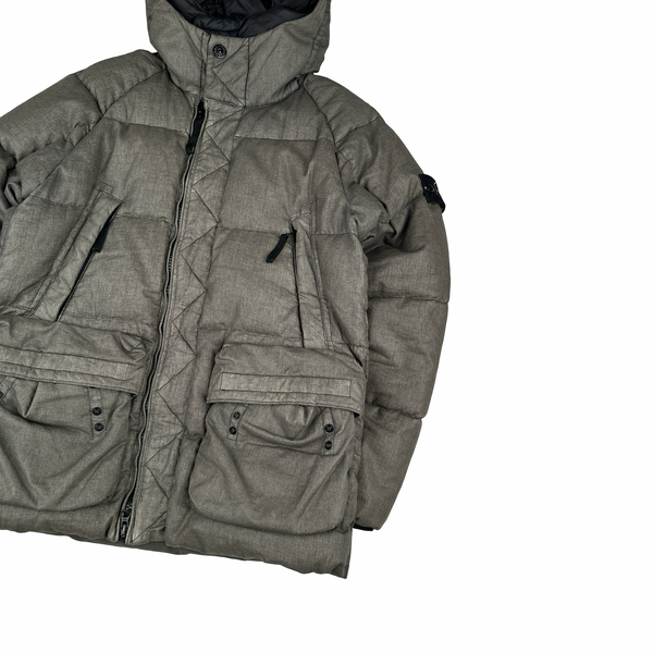 Stone Island 2019 Brown Lino Resinato Down -TC Puffer Jacket - Small
