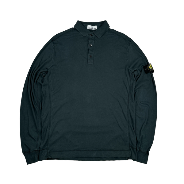 Stone Island 2020 Green Cotton Long Sleeve Polo Shirt - XXL