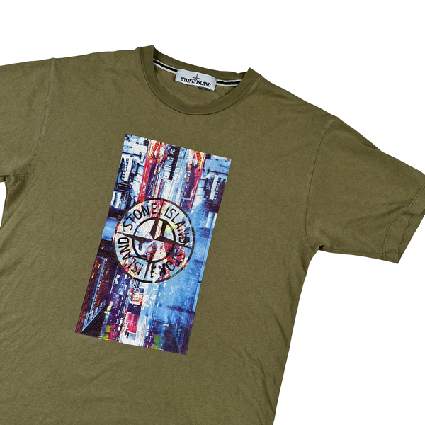 Stone Island 2017 Khaki Graphic T Shirt - Small