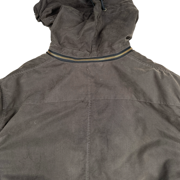 Cp Company Archive 2002 Brown Vulcanised Rubber Hood Lined Goggle Jacket - XXL