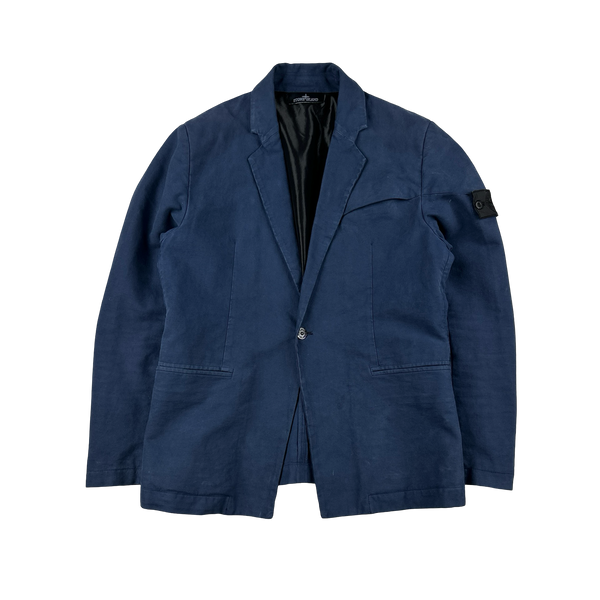Stone Island 2014 Shadow Project Blue Mesh Lined Thick Cotton Blazer - Medium
