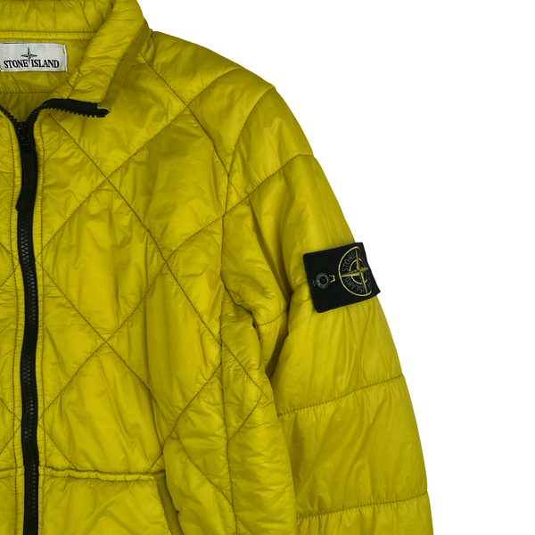 Stone Island 2019 Yellow Garment Dyed Quilted Micro Yarn Bomber Jacket - Small