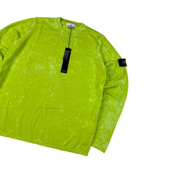 Stone Island 2020 Lime Tie Dye OVD Camo Soft Knit - Large