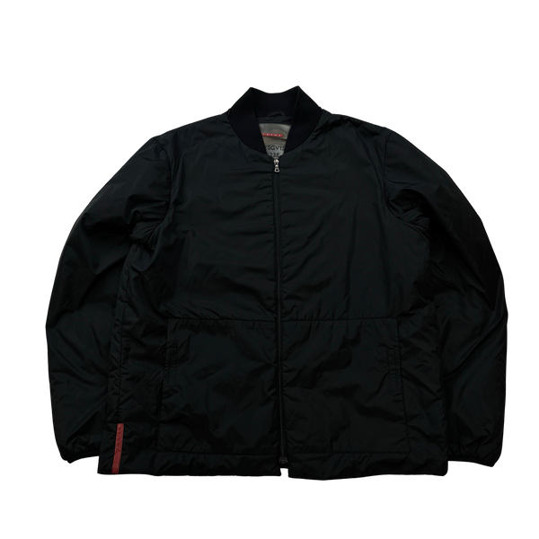 Prada Black Nylon Down Padded Bomber Jacket - 3XL