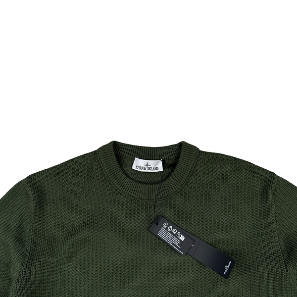 Stone Island 2025 Green Winter Cotton Crewneck Knit Jumper - Large