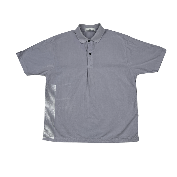 Stone Island 2016 50 Fili Folded Print Reflective Spellout Polo Shirt - Medium