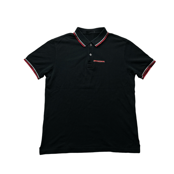 Prada Black Cotton Polo - Large