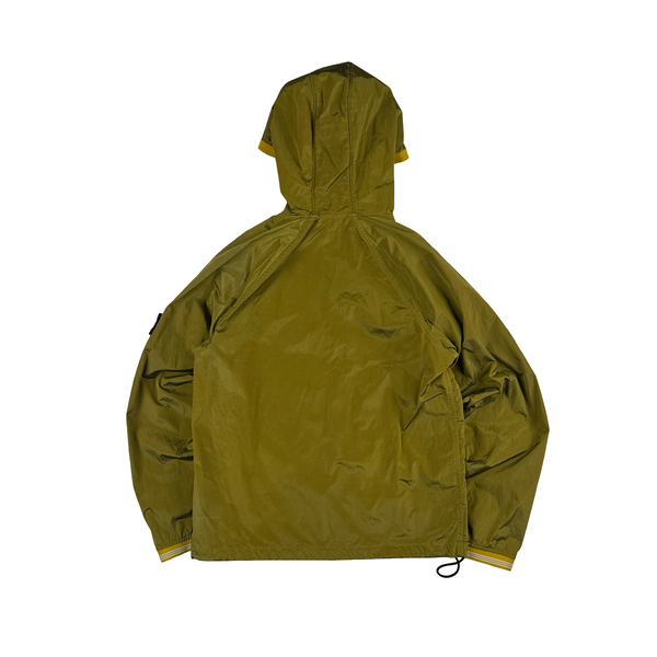 Stone Island 2004 Spellout Yellow Nylon Metal Velvet Lined Jacket - Medium