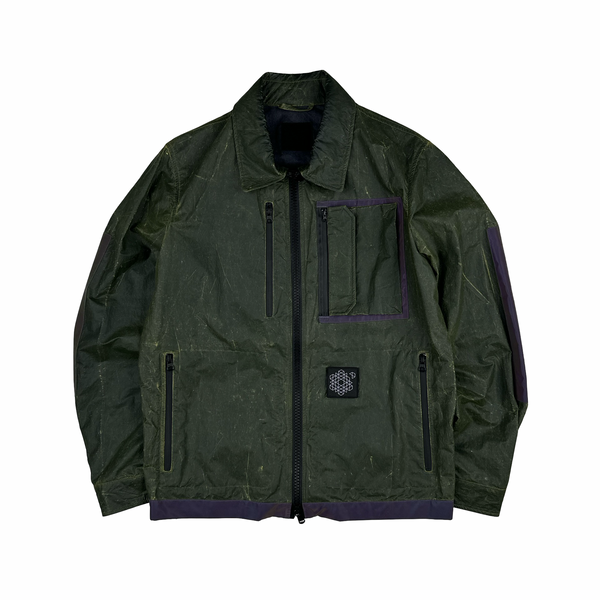 Plurimus Green Reflective Rubber Coated Zipped Overshirt - Large