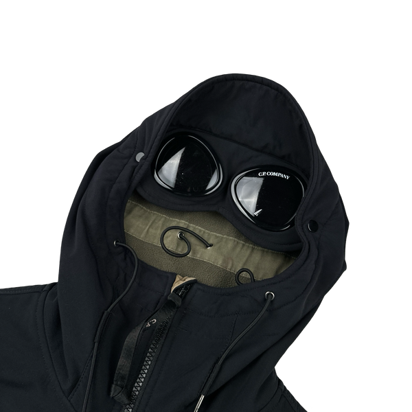 CP Company Black Fleece Lined Soft Shell Goggle Jacket - Medium