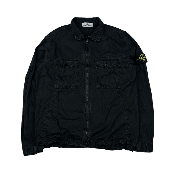 Stone Island 2019 Black Cotton Zipped Overshirt - Large