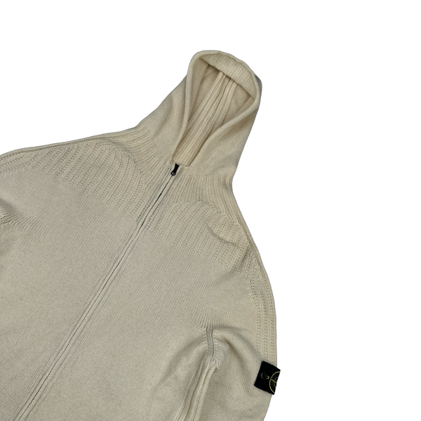 Stone Island Vintage Cream Wool Zipped Hoodie - Large