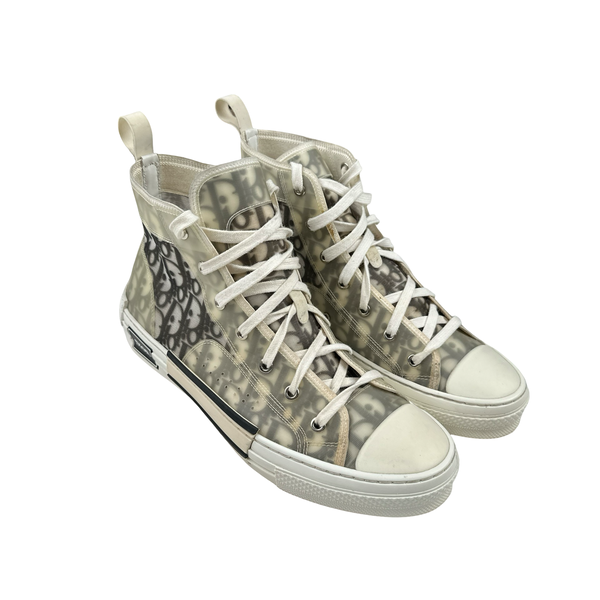 Dior Oblique Monogram High Top White Trainers - UK 9