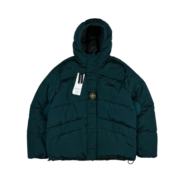 Stone Island 2023 Sea Green Reversible Nylon Metal Down Centre Badge Puffer Jacket - Large