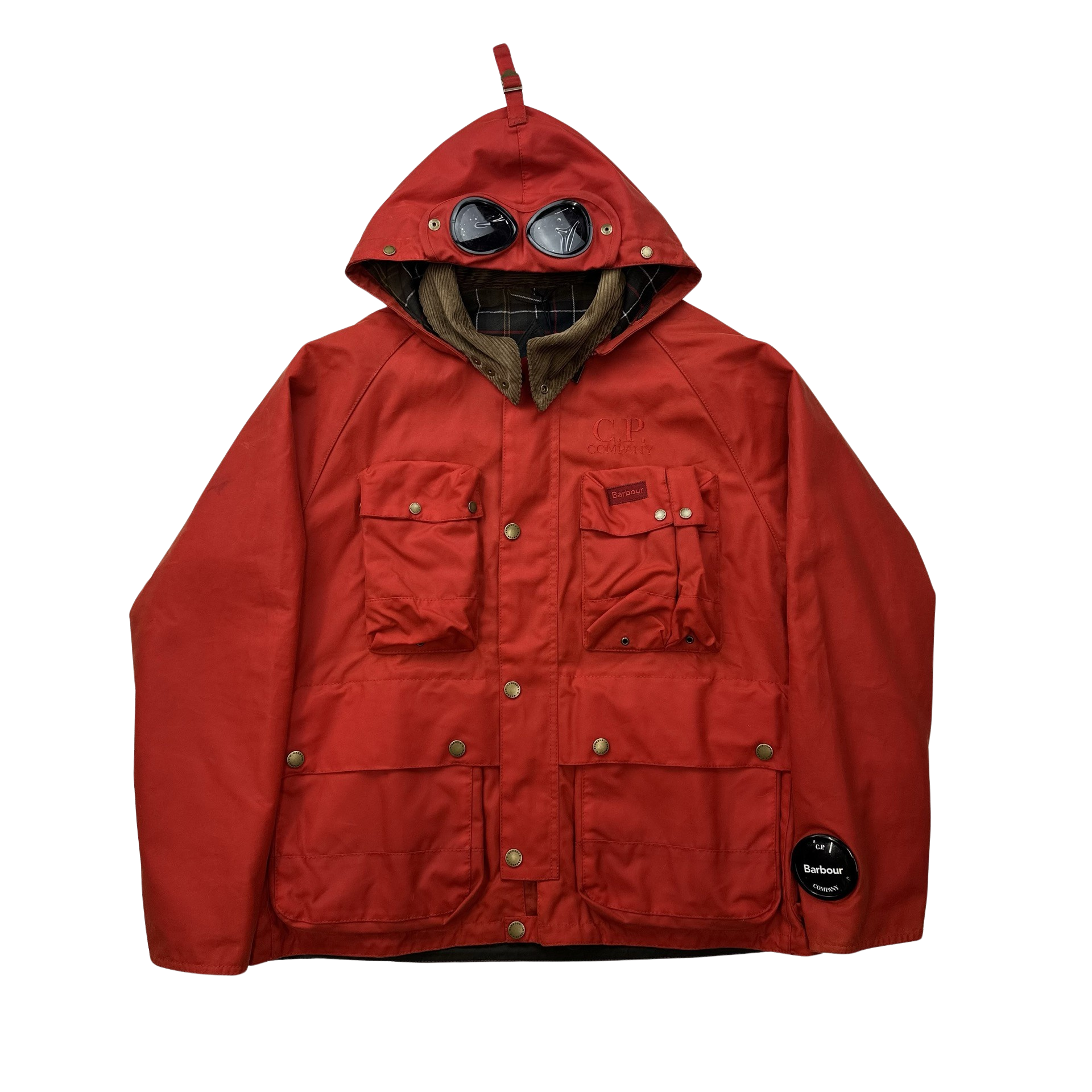 CP Company x Barbour Red Multi Pocket 500 Mille Waxed Jacket Large