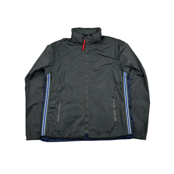 Prada Sport Grey Blue Semi Transparent Back Lightweight Jacket - Large