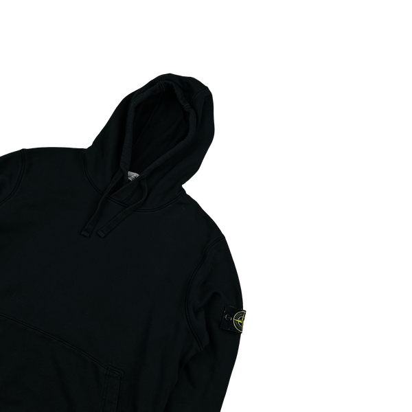 Stone Island 2023 Black Cotton Pullover Hoodie - Large