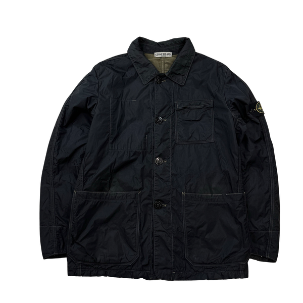 Stone Island 2011 Navy Contrast Stitch Nylon Metal Buttoned Jacket - Large