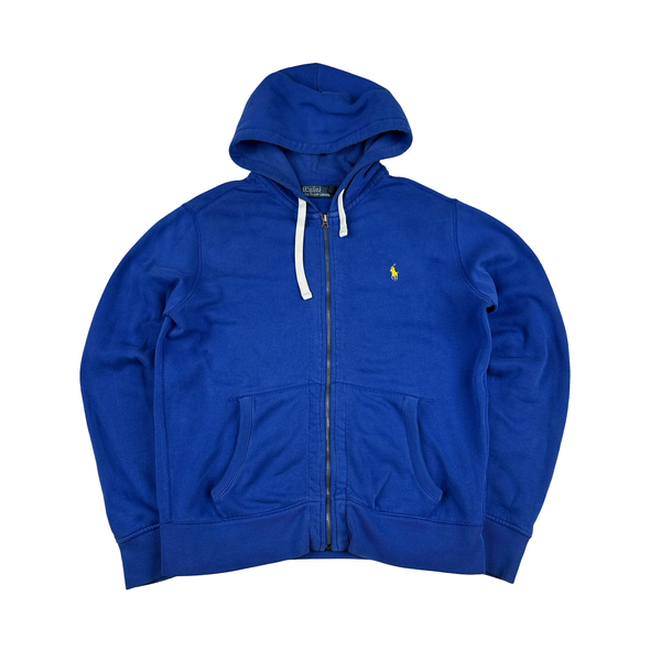 Ralph Lauren Blue Thick Cotton Zipped Hoodie - Medium