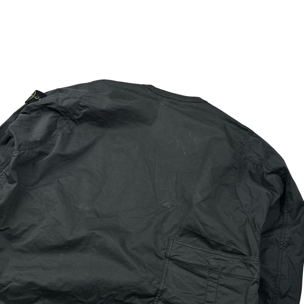 Stone Island 2021 Black Brushed Cotton Cargo Pullover Overshirt - Large