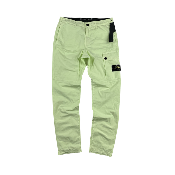 Stone Island Lime Green 2023 Slim Fit Cargo Trousers - Medium