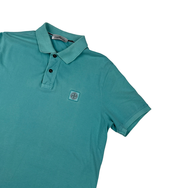 Stone Island 2022 Aqua Blue Cotton Polo Shirt - XL