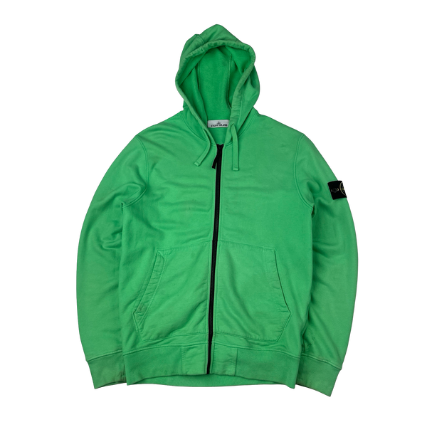 Stone Island 2022 Green Cotton Zipped Hoodie - Medium