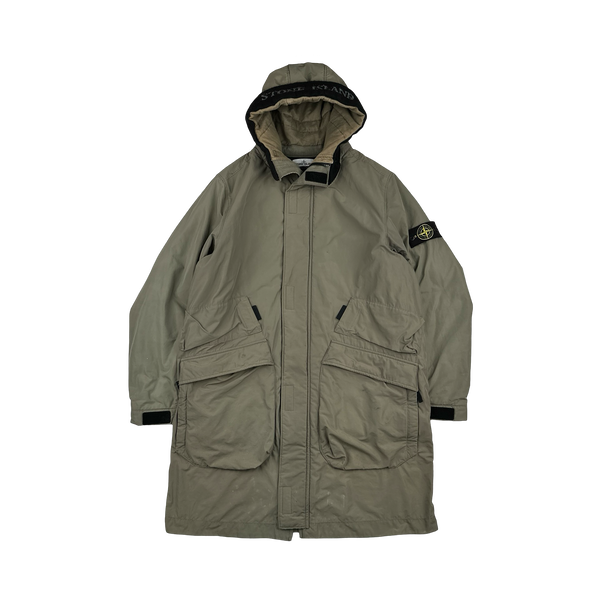 Stone Island 2018 Khaki Micro Reps Primaloft Parka Long Jacket - Large