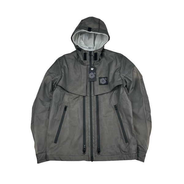 Plurimus Matte Grey Dual Hood Polycover Zipped Jacket - Small