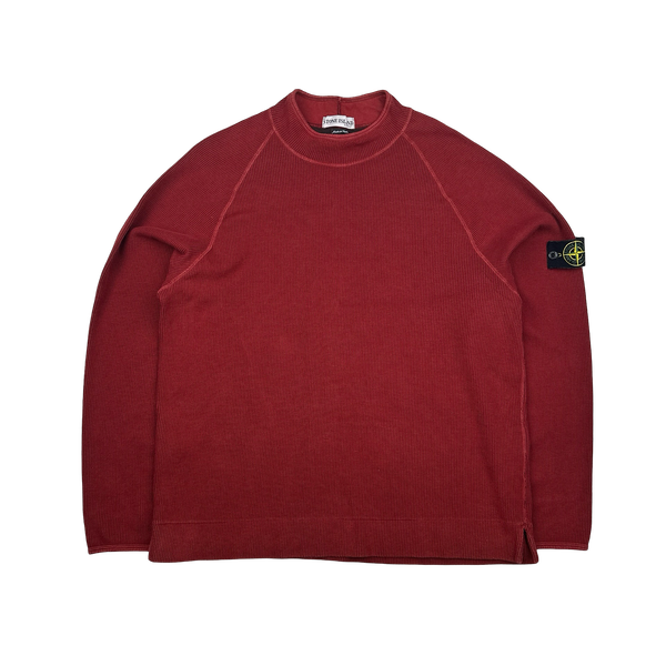 Stone Island 2003 Red Cotton Pullover Knit - XXL