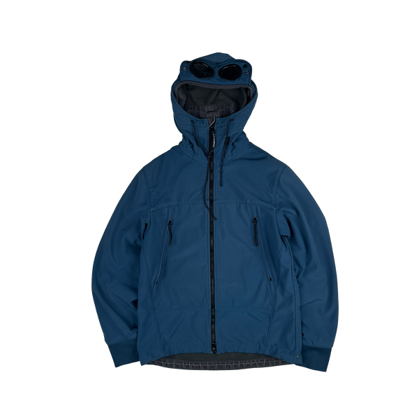 CP Company Blue Fleece Lined Soft Shell Goggle Jacket - Medium