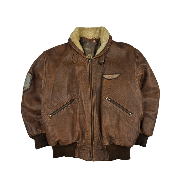 Leather Vintage Flight Dakota Shearling Bomber Jacket - Small