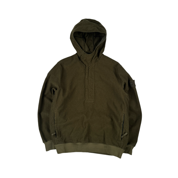 Stone Island 2021 Khaki Ghost Piece Flocked Pullover Hoodie - Medium