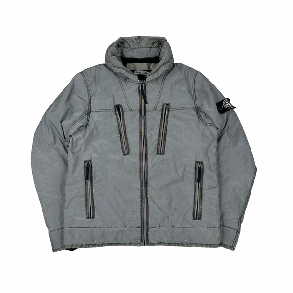 Stone Island Silver Liquid Reflective Fleece Lined Jacket