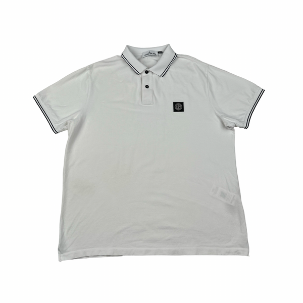 A Stone Island 2021 White Short Sleeve Polo Shirt - 3XL