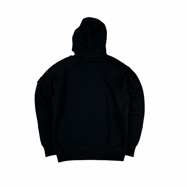 Stone Island 2024 Black Buttoned Neck Pullover Hoodie - Small