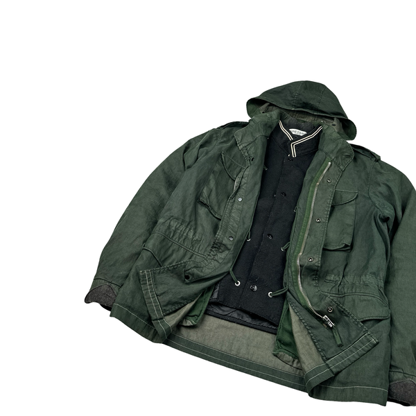Stone Island 2005 Green Shoulder Badge Lino Flax Dutch Rope Jacket - Large