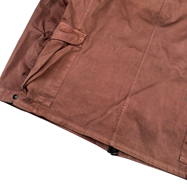 Stone Island 2006 Burgundy Cotton Blend Zipped Multi Pocket Jacket - XXL