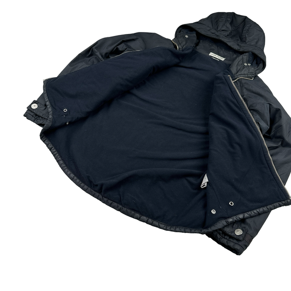 Stone Island 2000 Black Vintage Fleece Lined Nylon Jacket - Medium