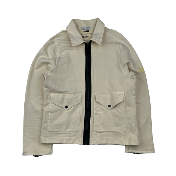 Stone Island 2004 Cream Cotton Compact Zipped Jacket - Medium