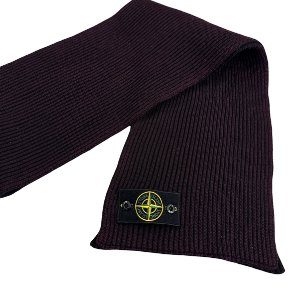 Stone Island Purple Wine Ribbed Wool Scarf